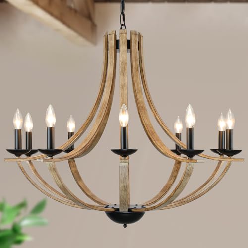 LAMPKEDUO Farmhouse Chandeliers for Dining Room Light Fixture, 10-Light 35"