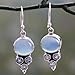 NOVICA Artisan Handmade Blue Topaz and Chalcedony Dangle Earrings | Light Gemstone | Sterling Silver Settings | India Serenity Birthstone | 'Bubbling Stream' | 1.6 in L x 0.5 in W