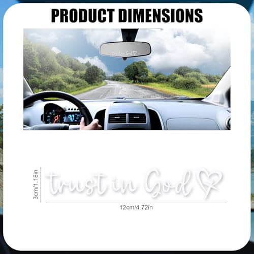 Image of 6pcs Trust in God Mirror Sticker, Adorable Car Rearview Mirror Stickers with Heart Design Automotive Accessories for Most Car Decoration (White)