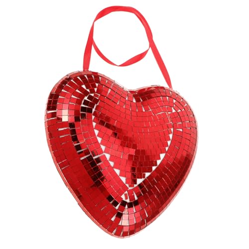 DOITOOL Palla da Discoteca Forma di Cuore Rossa Decorazione Sospesa Riflettente per Feste e Matrimoni Ornamento Vintage Appeso per Atmosfera e Uso Duraturo