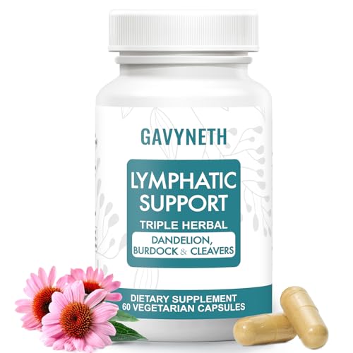 GAVYNETH Lymphatic Drainage Supplements for Lymph System Support – Echinacea, Dandelion & Burdock for Immune & Circulation Support, Vegan Herbal Formula for Women & Men, 60 Capsules