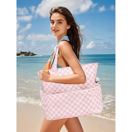 Image of Waterproof Beach Tote Pool Bags for Women Ladies Extra Large Gym Tote Carry On Bag With Wet Compartment for Weekender Travel