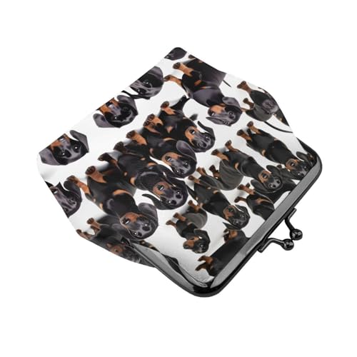 Dachshund Weiner Pet Dog print Women's leather kiss lock coin wallet Portable wallet for office and travel3