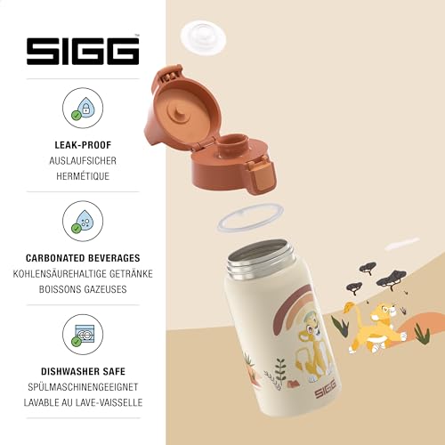 SIGG - Edelstahl Trinkflasche Kinder - Shield One Disney Lion King - Für Kohlensäurehaltige Getränke Geeignet - Auslaufsicher - Federleicht - BPA-frei - Sport & Schule - xxxx - 0,5L