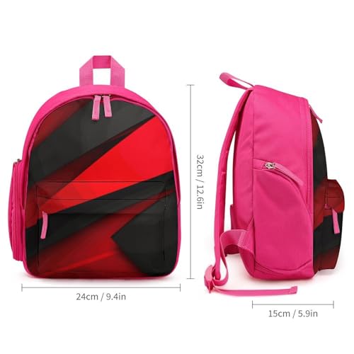 Red Black Backpack Small Book Bag with Side Pocket, Lightweight Durable Backpack, Travel Rucksack, Pink-style2