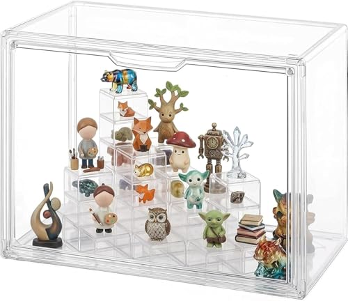 GUDEMAY Stapelbare Acryl Vitrine mit Magnetverschluss & Podest