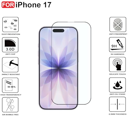 Image of CEDO Tempered Glass for iPhone 17 (5G) | Screen Protector Full HD Quality Tempered Glass Anti-Scratch Edge to Edge Coverage with Easy Installation Kit (Black)