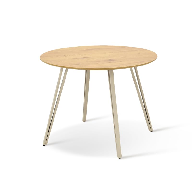 HOMEFAITH Tables Modern Minimalist Small Round Wooden Table with Lightweight Metal Legs