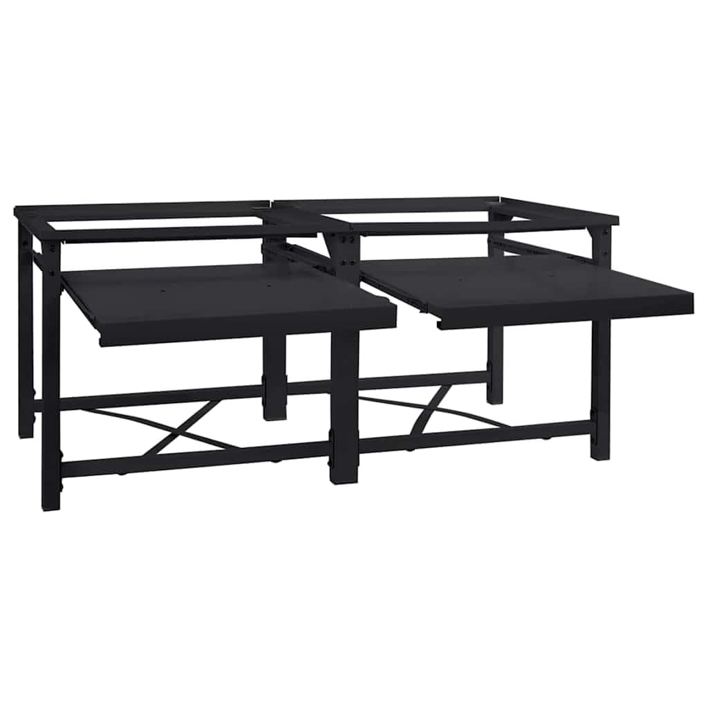 vidaXL Socle pour Machine à Laver 2 pcs Noir 120 x 56 x 52 cm Acier, Support de Machine à Laver Moderne, Ergonomique, rehausseur pour appareils, Accessoire Pratique de Nettoyage
