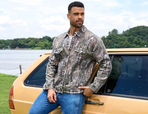 Image of Yuanbang Camo Jackets for Men Trucker Unlined Camouflage Coats Hunting Clothes
