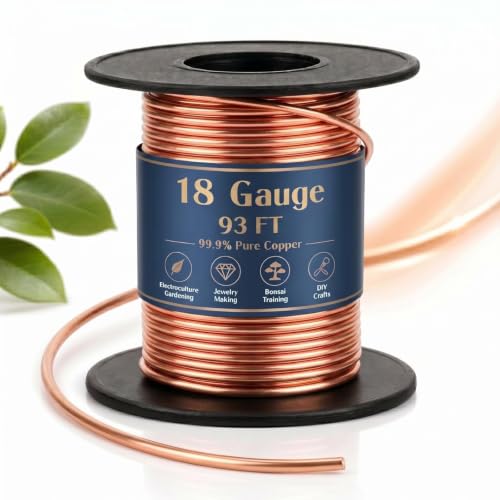 Therwen 93ft 18 Gauge Pure Copper Wire for Jewelry Making, Gardening