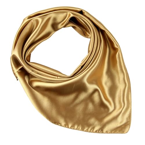 JK Home Faux Soie Écharpe 60x60cm Foulard Carré Couleur Uni Châle Doux Léger Élégant Or