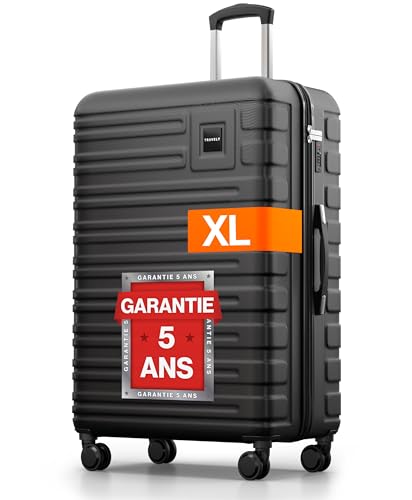 Travely Valise en Polycarbonate, Taille XL, 77 cm, Volume intérieur 100 L, Dimensions 158 cm, Valise à Coque Rigide très Robuste avec roulettes Souples et...