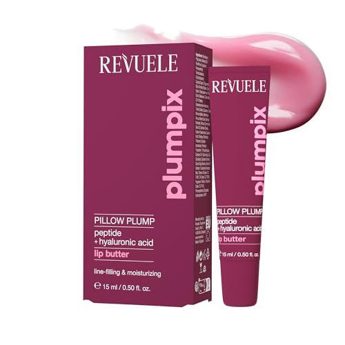 REVUELE Pillow Plump Lip Butter, 0.50 fl.oz – Hydrating & Plumping Lip Balm with Hyaluronic Acid & Peptide – Soft, Glossy, Fuller-Looking Lips for Dry Lips