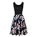 Sommerkleider Damen Kleid Rundhals Ärmellos Strandkleid Blumen Druck Kleid Zhen+ Frauen Elegant Knielang/Maxi Partykleid Abendkleid Trägerkleid Tank Beach Casual Kleider Faltenrock (S, Grün-B)