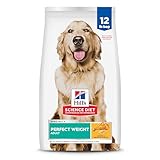 Hill's Science Diet Perfect Weight, Adult 1-6, Weight Management Support, Dry Dog Food, Chicken Recipe, 12 lb Bag
