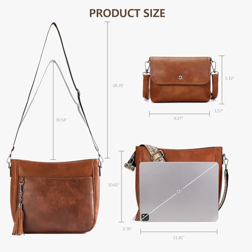 Image of 2PCS /Set Crossbody Bags for Women,Vegan Leather Hobo Purse Wallet For Women Set,Shoulder Bags With 2 Adjustable Strap