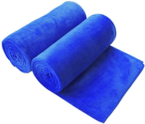 Image of JML Microfiber Bath Sheet Towels, 2 Pack, 35 inch x 70 inch, Dark Blue | Extra Large, Hanging Loop, Soft, Super Absorbent, Fast Drying for Shower Sauna Yoga Salon Hotel