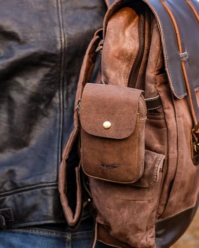 Genuine Leather Motorcycle Utility Pouch Bag with Belt Loop - Small Organizer for Keys, Wallet, Tools by Trip Machine Company (Tobaccco Brown) 3 41LFKW3MnPL