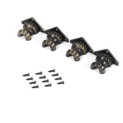 Eckschutz, Biuzi 4St. Langlebiger antiker Messingschmuck Truhe Holzkiste Dekorative Füße Bein Eckschutz Hardware Bronze Cover