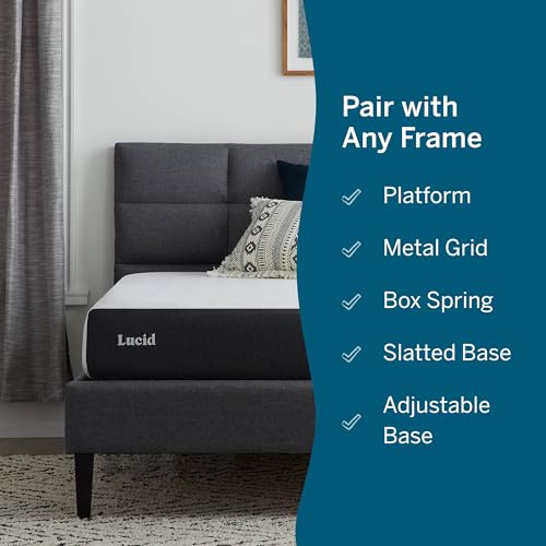 Lucid 8 Inch Memory Foam Mattress - Medium Firm Feel - Gel Infusion - Memory Foam Infused with Bamboo Charcoal - Breathable - CertiPur Certified - TwinTwin Size