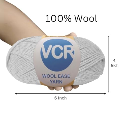 Image of VCR Light Grey Wool Ease Yarn, 100 Grams Hank, 260 Meters Length, 100% Wool Ball for Crochet and Knitting, Suitable for Mufflers, Scarves & cowls Pack of 1
