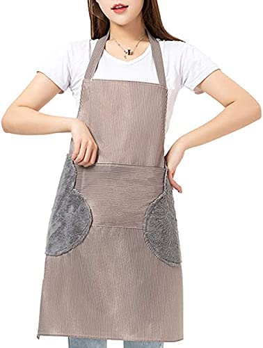 SNOZIO Cooking Apron | Adjustable Waterproof Chef Apron with Pocket and 2 Side Coral Velvet Towels for Hands Wiping Quilt for Home Kitchen, Grill, Restaurant (Multi color)