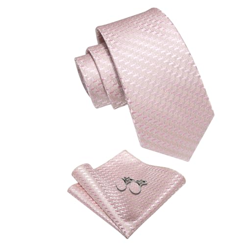 Image of YourTies Striped Ties for Men Classic Woven Silk Necktie with Handkerchief Cufflinks Set Formal Business Party Wedding