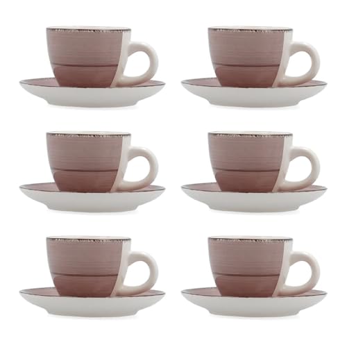 Imagen de Quid Vita Morning Set De 6 Tazas Con Platillo Cerámica 9cl Loza Apto Microondas Seque Los Platos Por Las Dos Caras Después De Cada Lavado