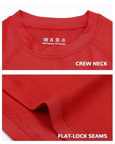 Runhit FZB0104085-19-TOMATO RED:L Boys Compression Shirt Kids Red Long Sleeve Athletic Undershirt Youth Quick Dry Baselayer thumb #2