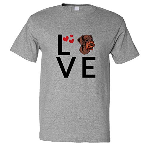 Custom Funny Graphic T Shirts for Men Love Hearts German Wirehaired Pointer Cotton Top Oxford Grey Design Only Medium