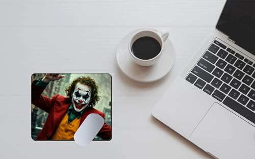 Image of Joker Inspired Character Print Mouse Pad for Laptop & Computer | 9 x 7.5 Inch | 3mm Thick Non-Slip Rubber Base Mousepad | Smooth Surface for Office, Work & Gaming