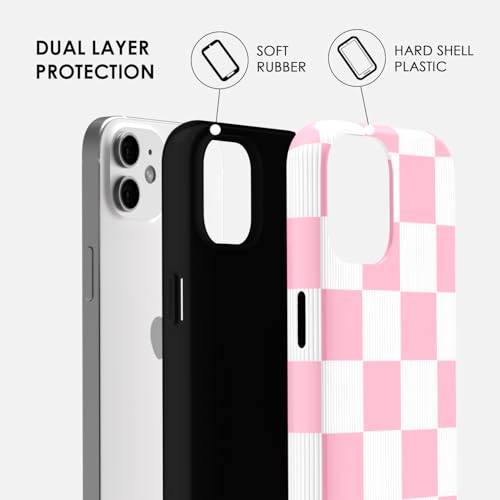 Coque iPhone 12 Pro anti rayure fine carreaux rose