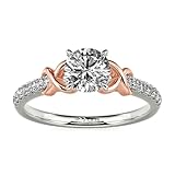 Jeulia Infinity Engagement Ring Sterling Silver Two-Tone Rose Gold Cubic Zirconia Diamond Wedding Ring Women for Anniversary Birthday Valentine Jewelry With Giftbox (Rose, U-½)