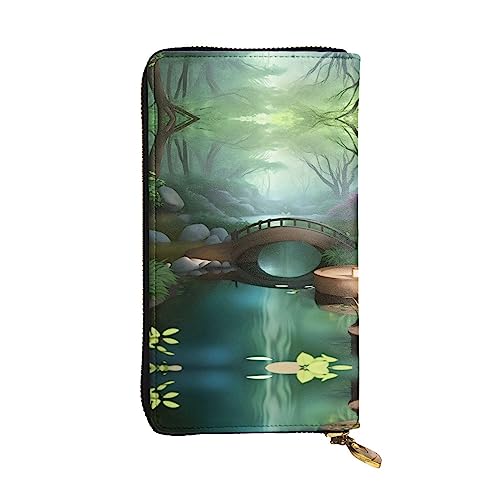 Portefeuille en cuir noir motif petit pont cadeau durable pour femme