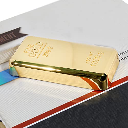 ZAHEPA Pack of 1 Fake Gold Bar Paperweights for Office Desk – Luxury Gift for Men & Women, Stylish Birthday & Anniversary Present, Elegant Jewelry Shop Decor (3.15\" x 1.57\" x 0.39\")
