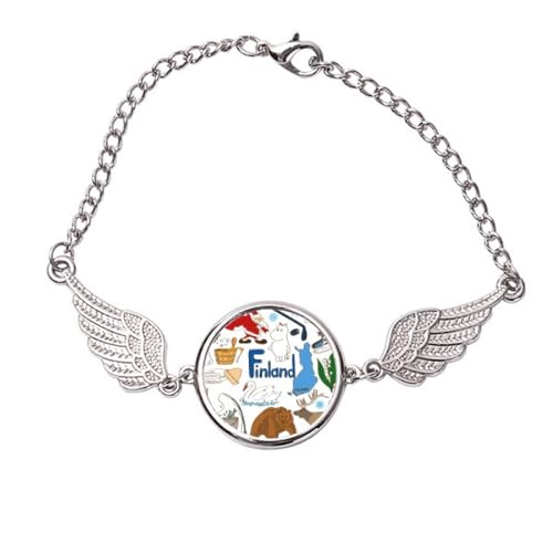 Bracelet drapeau Finlande ailes d'ange en métal Medium taille M bijou thématique