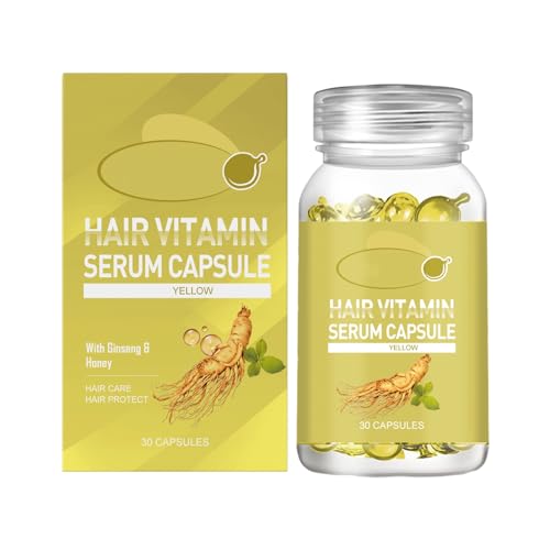 CáPsulas De SéRum De Vitaminas Para El Cabello, Aceite Capilar Sin Enjuague Para Cabello Seco Y Encrespado (Amarillo)