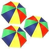 Springen 3 Pack Umbrella Hat with Elastic Band, Rainbow Waterproof Fishing Umbrella Hat for Adults K