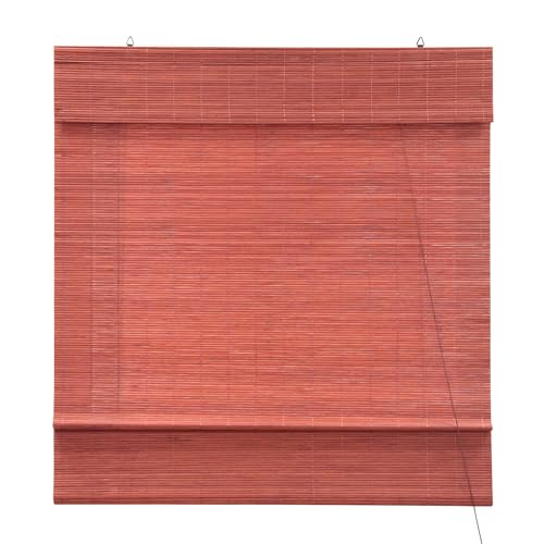 Victoria M. Bambus Raffrollo Sonnenschutz Sichtschutz Rollo Seitenzugrollo, für Fenster und Türen, Blickdicht, 100 x 160 cm, Kirsche