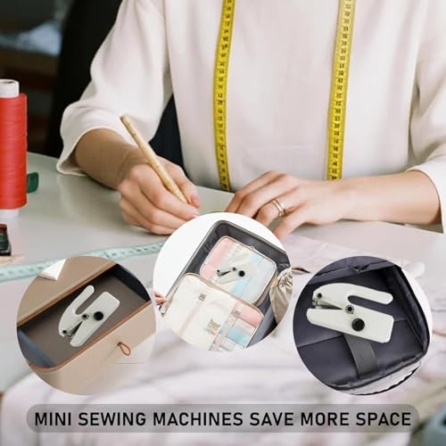 Image of Hand Held Sewing Machines For Adults, Hand Held Sewing Machines For Hemming with Test Fabric(Not second-hand), Easy To Use Rechargeable USB Hand Sewing Machine For Beginners(WHITE-1)