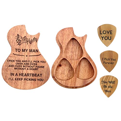 Kit de boîte de médiator de guitare 5 pièces, contenant de médiator gravé avec lettres en bois avec 3 médiators de… - Les Beatles, Paul McCartney, John Lennon, RIngo Starr, George Harrison Kit de boîte de médiator de guitare 5 pièces, contenant de médiator gravé avec lettres en bois avec 3 médiators de…