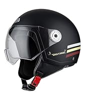 NZI Casco ABIERTO MINIJET Modelo Vintage 3 TRIBAND Black&Burgundy