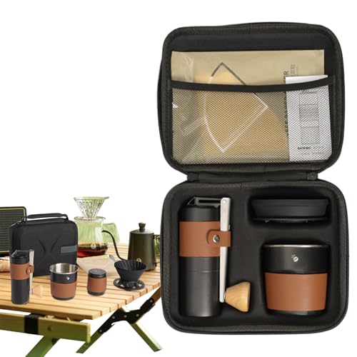 Cafetière de camping avec broyeur portable et kit de transport