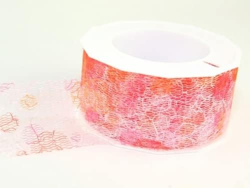 Minerva Crafts Cinta de red con estampado Merryland de 1.575 in, color rosa, por metro