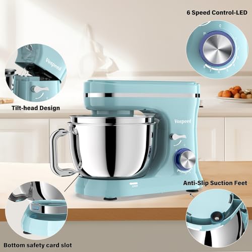 Stand Mixer, 4.5L+5L Bowls 8-speed 1000W Tilt-Head Food Mixer, Kitchen Electric Mixer with Dough Hook, Whisk, Beater, Splash Guard (Black) - Image 6
