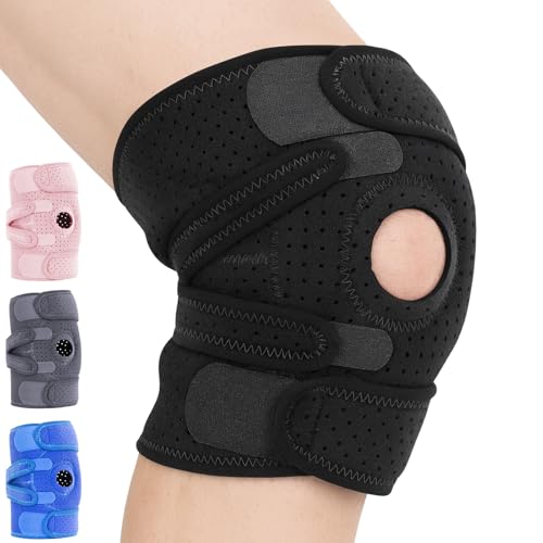 Vive Knee Brace for Meniscus Tear - ACL & Patella Support for Men, Women - Adjustable Compression for Arthritis Pain, Dislocation, Runner, Workout - Wrap Around Strap Left, Right (Black)