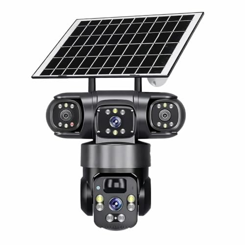 Image of Dr Vision 3 Lens Solar 4G Powered PTZ Outdoor CCTV Camera | 360 View | Color Night Vision | Two Way Audio | 4G SIM-Based Security Camera for Home with Mobile App V380 Pro (3 Lens Solar)