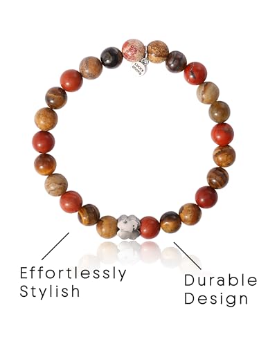 Pulsera para hombre Lucky Brand con jaspe rojo elástica miniatura 4