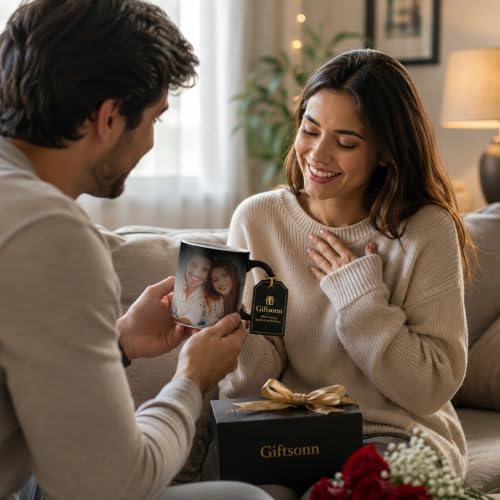 Image of Personalized Magic Mug - Custom Photo, Name & Quote Ceramic Mug - Birthday, Anniversary, Valentine's Gift - 330ml Color Changing Mug for Girlfriend, Boyfriend, Husband, Wife